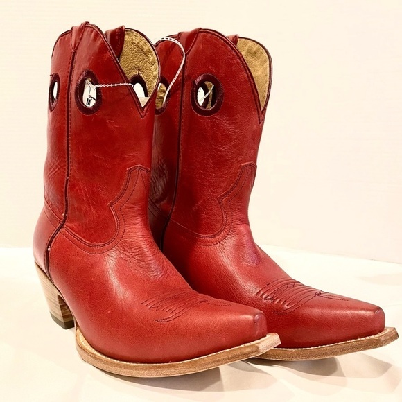 NEW — Black Star Matador Western Booties Cherry Red Size 11 - Picture 9 of 14